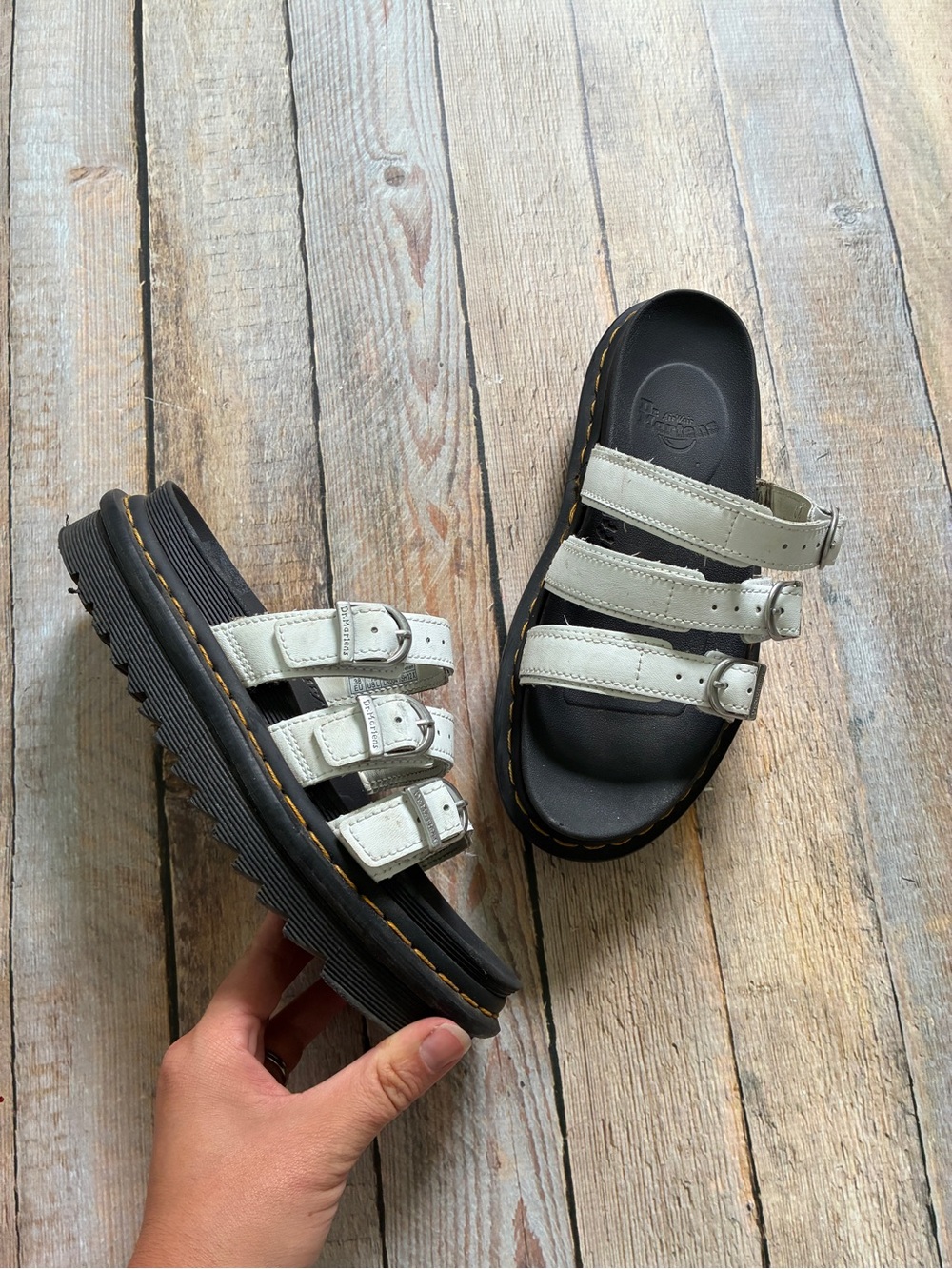 Dr. Martens Blaire Platform Slide Sandals Womens US 7 White Straps Chunky